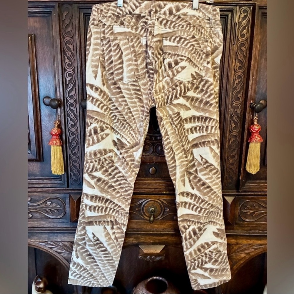 Ralph Lauren Petite Palm Leaf Pants 8P | Stretch Straight Leg Neutral Spring - Picture 5 of 7
